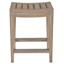 Sophia Coastal Beach Brown Teak Outdoor Counter Stool