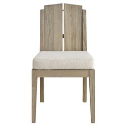 Sophia Coastal Beach Off White Boucle Brown Teak Wood Outdoor Dining Chair
