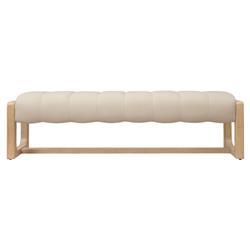 Xavier Modern Classic Cream Leather Brown Oak Bedroom Bench