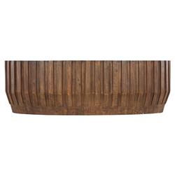 Lillian Modern Classic Brown Mango Wood Ribbed Oval Coffee Table
