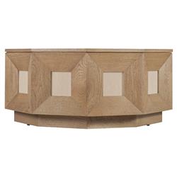 Kara Modern Classic Brown Oak Geometric Round Coffee Table