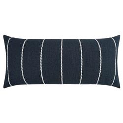 Emily Modern Indigo Striped Indoor Outdoor Lumbar Pillow - 12x24