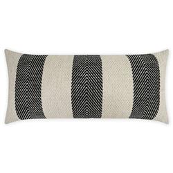 Vida Coastal Beach Black Striped Indoor Outdoor Lumbar Pillow - 12x24