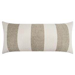 Vida Coastal Beach Beige Striped Indoor Outdoor Lumbar Pillow - 12x24