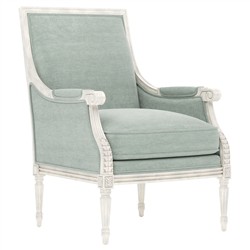 Juliette Sea Mist Velvet Vintage White Bergere Chair