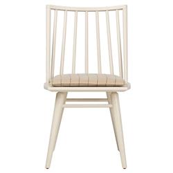 Lara Rustic Lodge Beige Striped Off White Oak Windsor Dining Side Chair