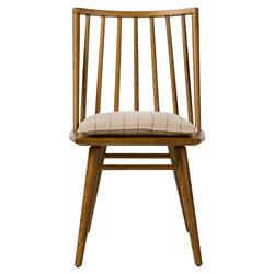 Lara Rustic Lodge Beige Striped Oak Windsor Dining Side Chair