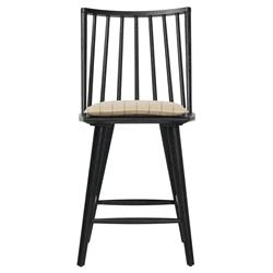 Lara Rustic Lodge Beige Striped Black Oak Windsor Counter Stool
