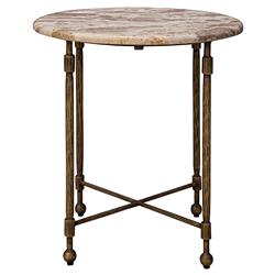 Carson French Country Marble Antique Brass Side Table