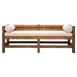 Georgina Coastal Beach Cream Performance Woven Wood Settee