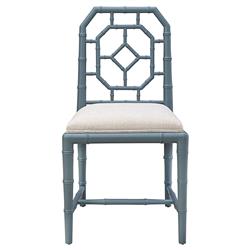 Dalma Coastal Cream Performance Light Blue Wood Dining Chair