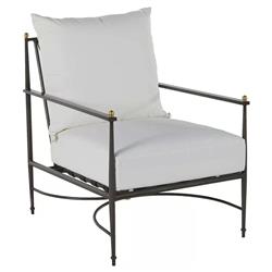Roma White Upholstered Slate Grey Aluminum Outdoor Lounge Chair