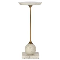 Misha Modern Classic White Marble Brass Iron Drink Table