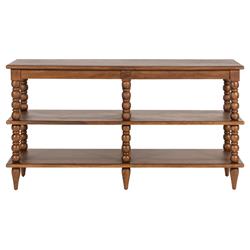 Thomas Updated Traditional Brown Wood Spindle Wide Bookcase