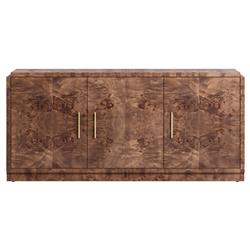 Briella Modern Classic Dark Brown Burl Wood 3 Door Sideboard