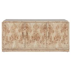 Briella Modern Classic Light Brown Burl Wood 3 Door Sideboard