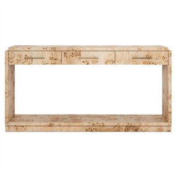 Briella Modern Classic Light Brown Burl Wood Console Table