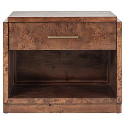 Briella Modern Classic Dark Brown Burl Wood Nightstand