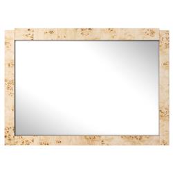 Briella Modern Classic Light Brown Burl Wood Rectangular Wall Mirror