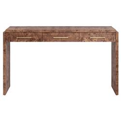Briella Modern Classic Dark Brown Burl Wood Rectangular Desk