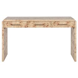 Briella Modern Classic Light Brown Burl Wood Rectangular Desk