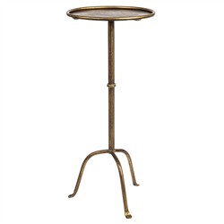 Felix French Country Antique Brass Iron Round Drink Table