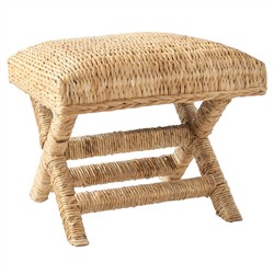 Vera Coastal Beach Brown Woven Water Hyacinth Square Stool