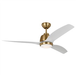 Visual Comfort Avila Matte White Blades Satin Brass Steel LED Ceiling Fan - 54"