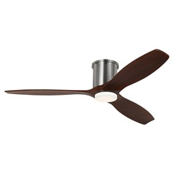 Visual Comfort Collins Walnut Blades Brushed Steel Smart Hugger LED Ceiling Fan - 52&quot;
