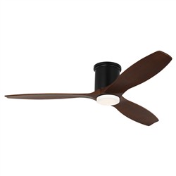 Visual Comfort Collins Walnut Blades Black Steel Smart Hugger LED Ceiling Fan - 52&quot;