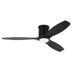 Visual Comfort Collins Midnight Black Steel Smart Hugger LED Ceiling Fan - 52&quot;