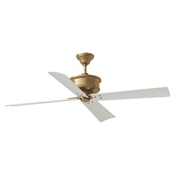 Visual Comfort Subway Modern Matte White Blades Antique Brass Ceiling Fan - 56&quot;