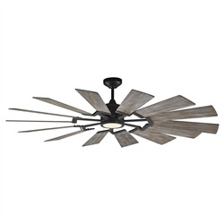 Visual Comfort Prairie Rustic Grey Oak Blades Aged Pewter LED Ceiling Fan - 62&quot;