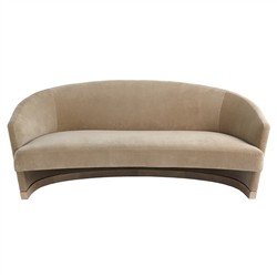 Margaux Modern Classic Beige Velvet Demilune Loveseat - 76"