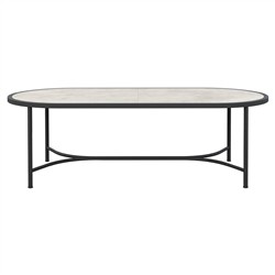 Emeline Albarium Dekton Black Iron Oval Outdoor Dining Table - 96&quot;