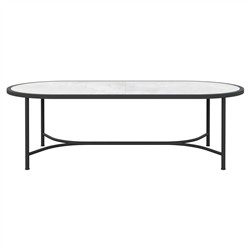 Emeline Helena Dekton Black Iron Oval Outdoor Dining Table - 96&quot;