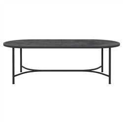 Emeline Micron Dekton Black Iron Oval Outdoor Dining Table - 96&quot;
