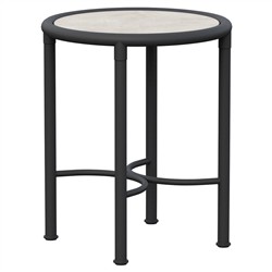 Emeline Albarium Dekton Black Iron Outdoor Round Side Table