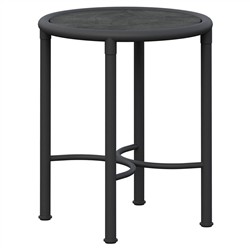 Emeline Micron Dekton Black Iron Outdoor Round Side Table