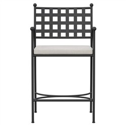 Emeline Cream Upholstered Black Iron Outdoor Counter Stool