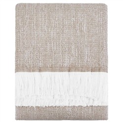 Haleigh Beige Crosshatch Textured Indoor / Outdoor Throw Blanket