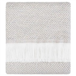 Wells Light Grey Herringbone Textured Indoor / Outdoor Throw Blanket