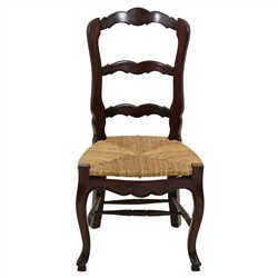 Lacey Rustic Brown Mahogany Woven Seat Ladder Back Dining Side Chair