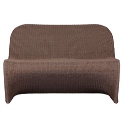 Ivanna Coastal Beach Dark Brown Woven Wicker Outdoor Dining Bench