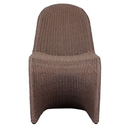 Ivanna Coastal Beach Dark Brown Woven Wicker Outdoor Dining Chair