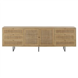 Emilie Coastal Beach Natural Cane Mango Wood Sideboard