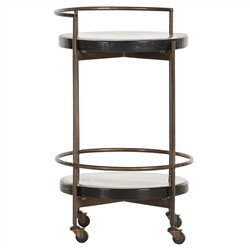 Ovidia Modern Classic Smoked Brown Glass Brass Bar Cart