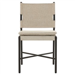 Rosalie Modern Classic Beige Upholstered Bronze Aluminum Outdoor Dining Chair