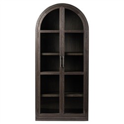Harvey Updated Traditional Brown Oak Arched Display Cabinet