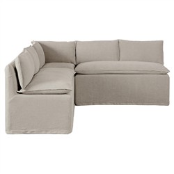 Andrew Updated Traditional Grey Linen Slipcovered Dining Banquette - 80"